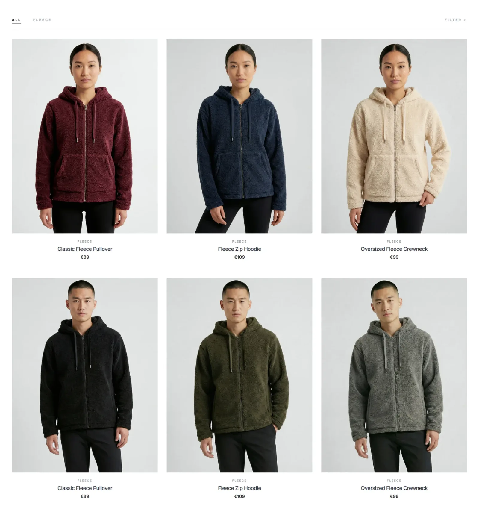 Felpa con cappuccio disponibile in diverse varianti colore per catalogo e-commerce