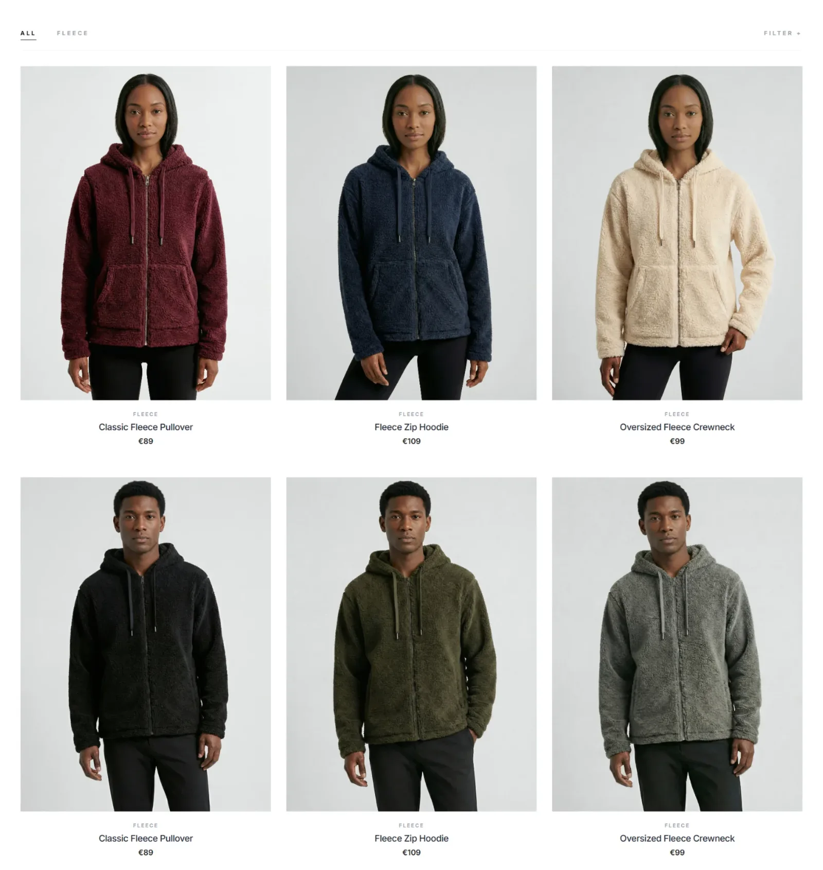 Felpa con cappuccio presentata su modelli differenti per personalizzazione catalogo